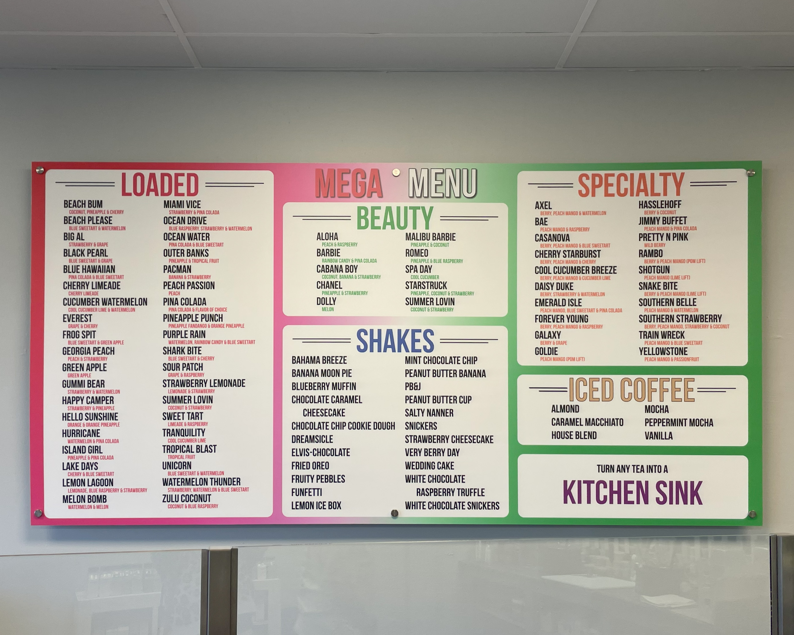 Acrylic Printed Menu